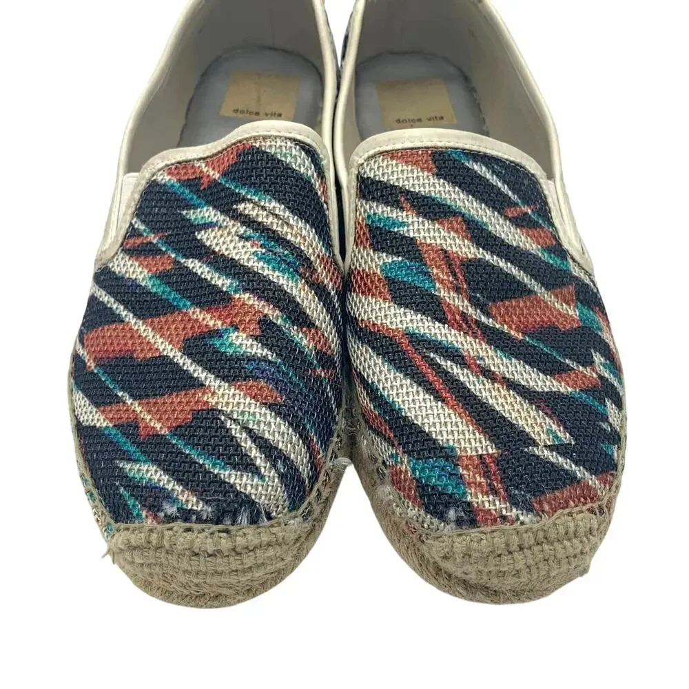 Dolce Vita Striped Woven Espadrille Flats Women's Sz 7 Multicolor Slip On Canvas